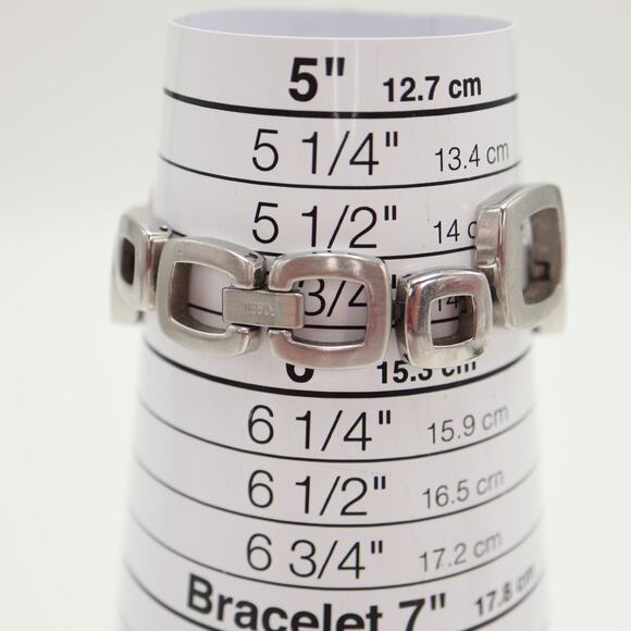 Fossil Womens Silver Tone Square Link Deco 22mm Watch 5.75" Bracelet ES-1869 - Picture 4 of 15